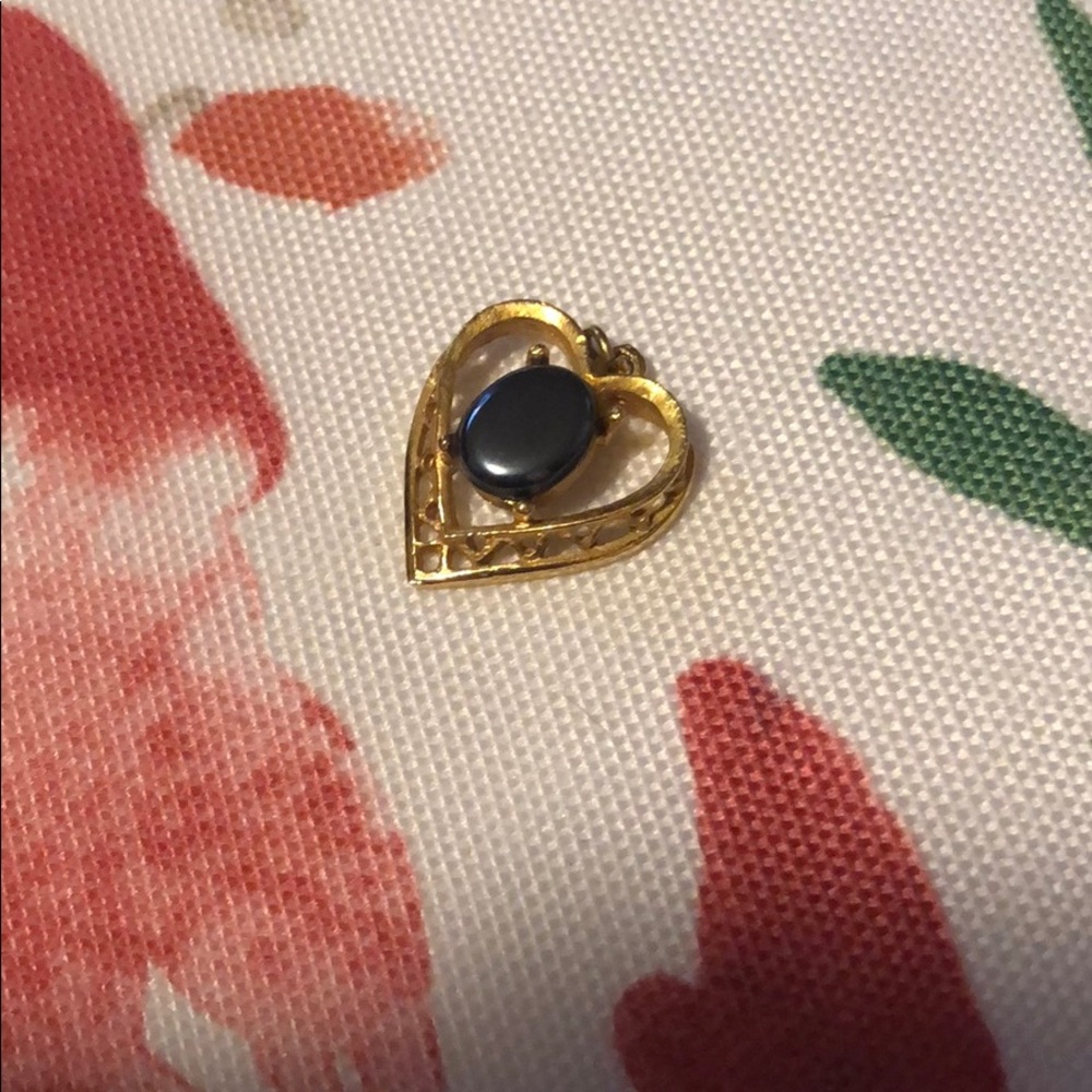 Obsidian vintage heart charm
